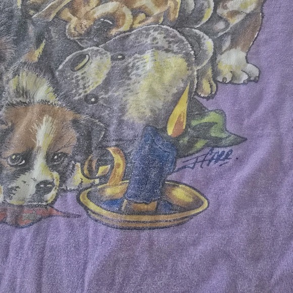 Heartland Apparel Purple Puppy Love Dog Print Tshirt Nightshirt Vtg See Photos - Picture 3 of 8